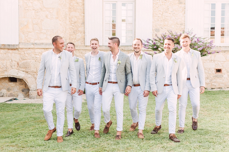 grey and white wedding suit